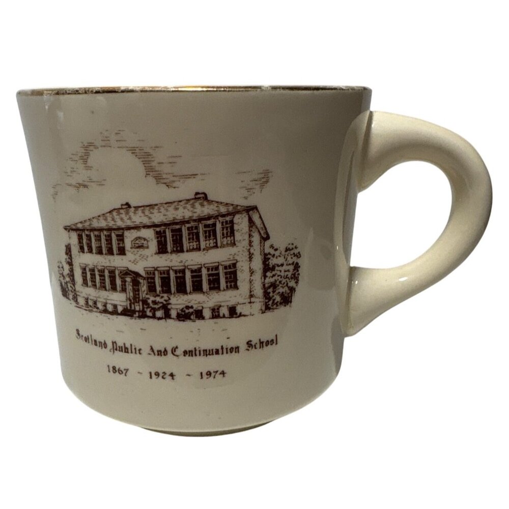 Vintage Scotland Public School Commemorative Mug 1867-1974 22K Gold Trim Canada